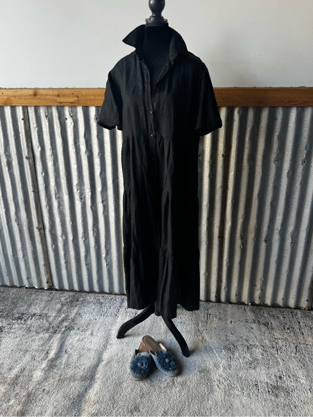 Tired Linen Button up dress